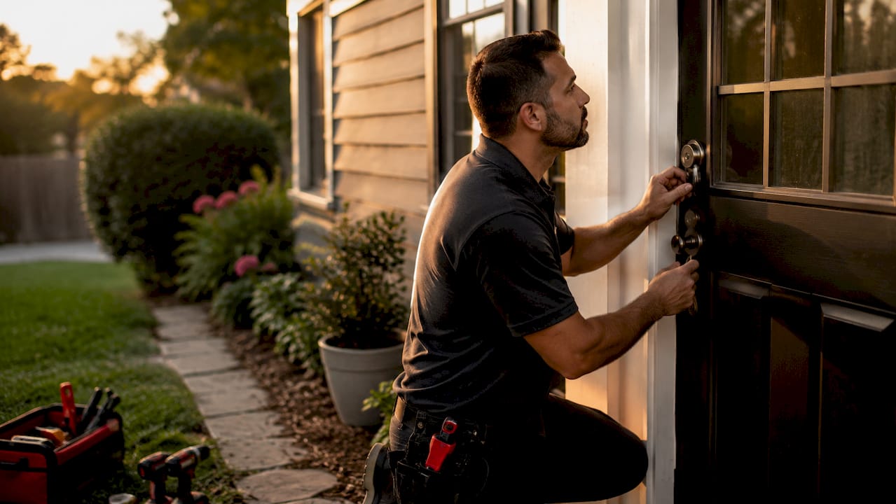 Overhead view of secured home entry points