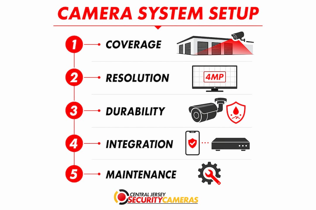 Infographic illustrating camera system setup steps