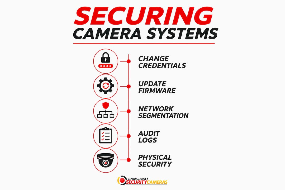 Infographic of steps to secure commercial camera systems