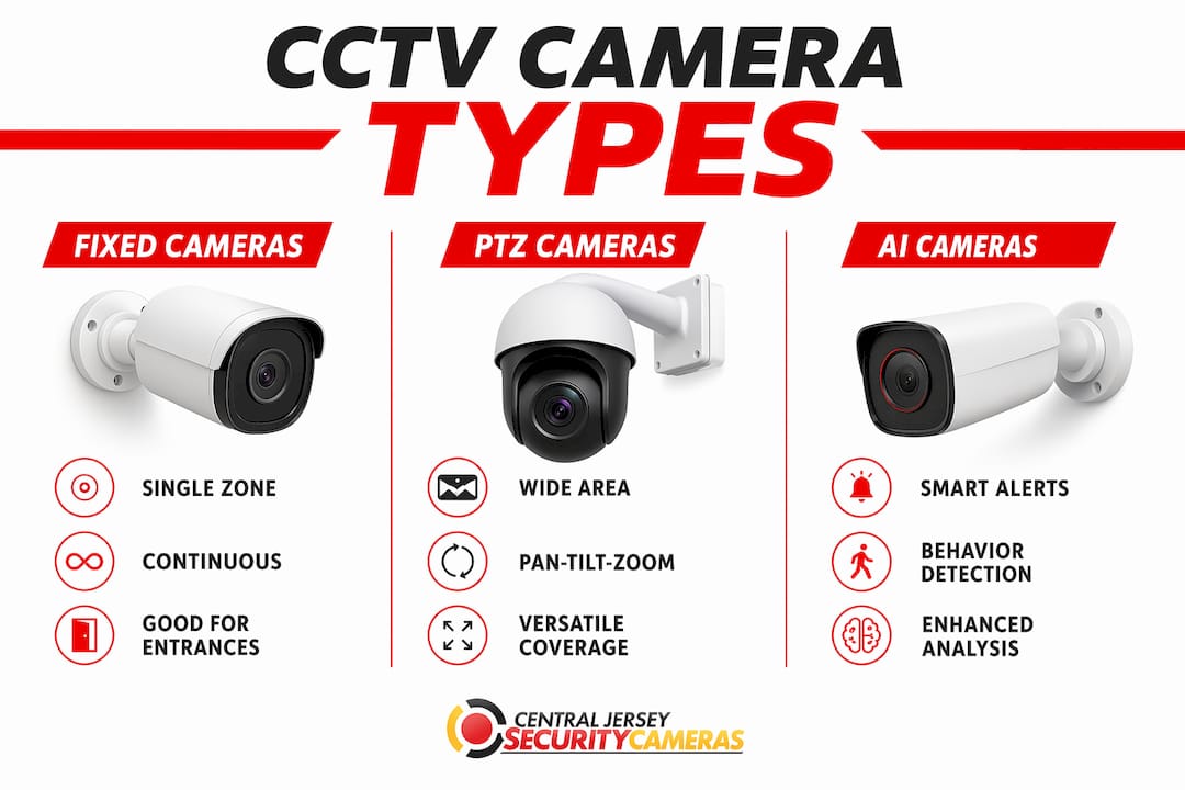 Infographic comparing CCTV camera types for contractor monitoring