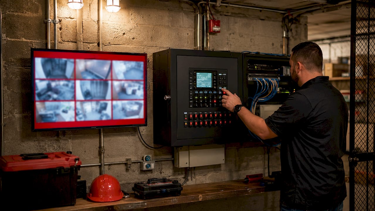 Alarm control panel and security camera setup