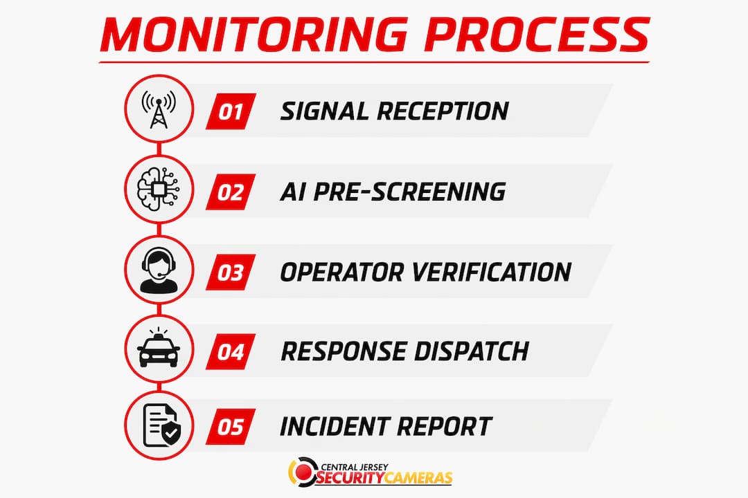 Infographic illustrating commercial monitoring process steps
