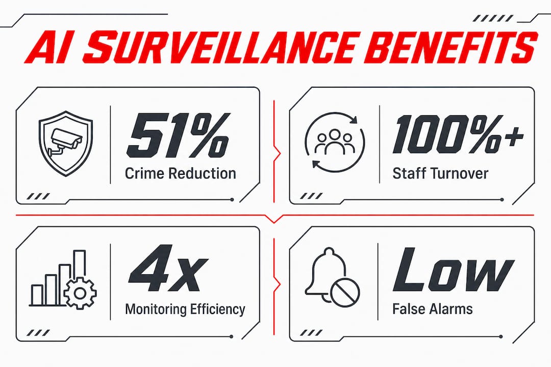 Infographic showing AI surveillance benefits in apartments