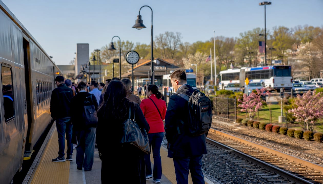 Busy NJ Transit train station in Middletown NJ