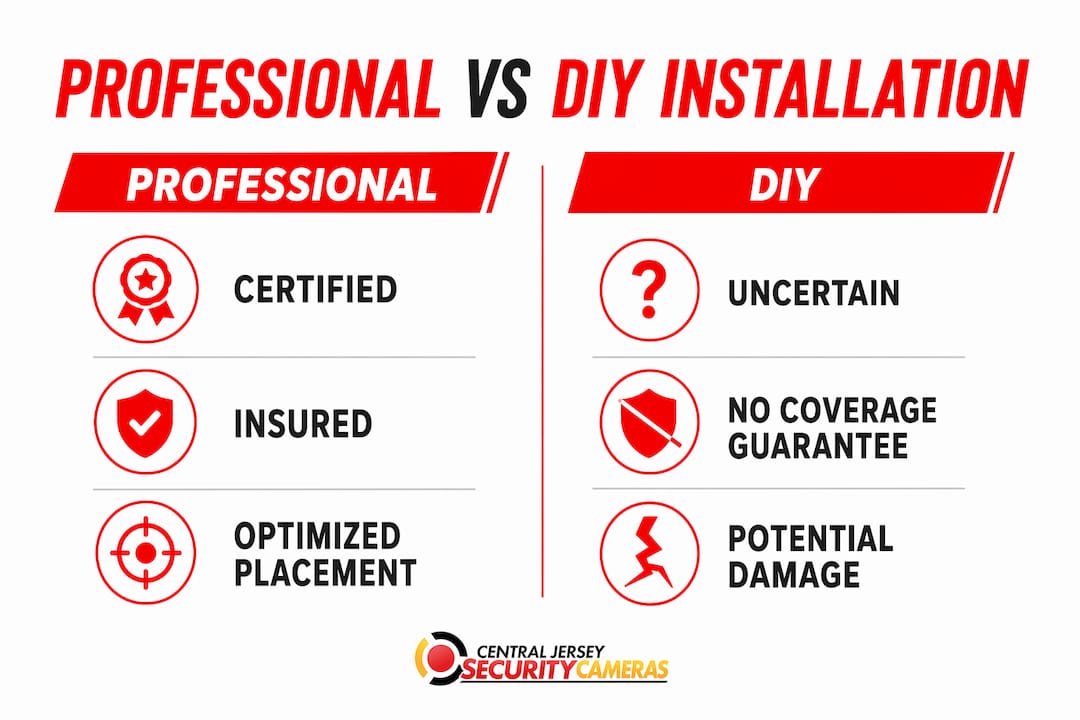 Infographic comparing professional and DIY camera installation