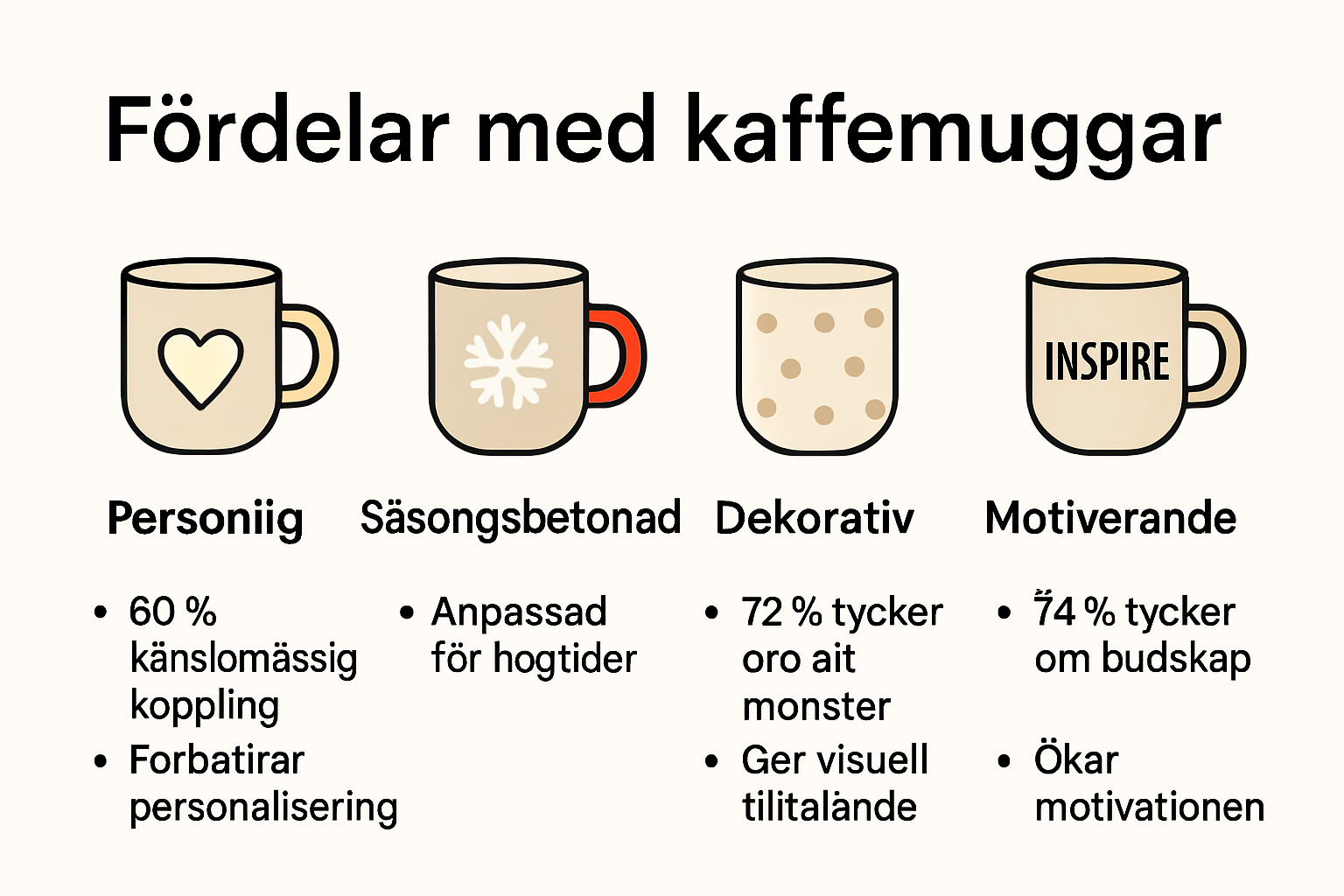 Infographic Comparison Of Personal, Seasonal, Decorative Coffee Mugs