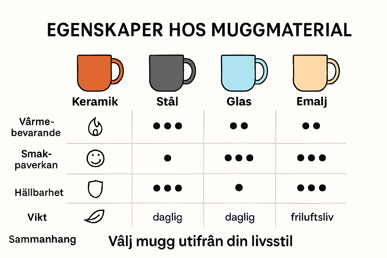 Infographic Comparing Mug Materials For Coffee
