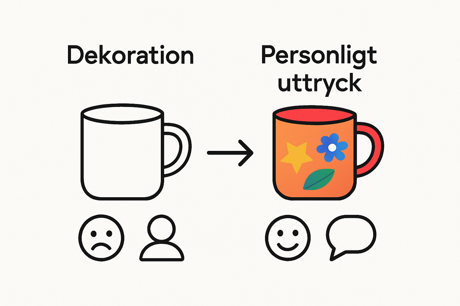 Comparison Between Decorative And Personal Mug Motifs Using Icons