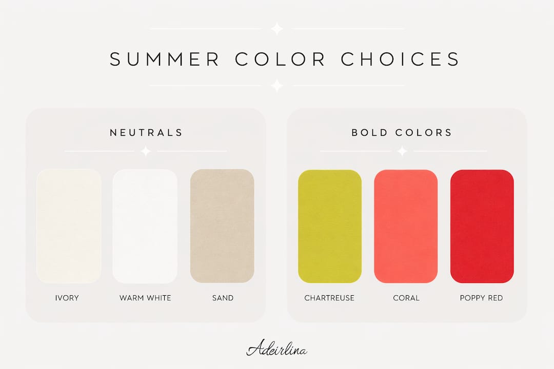 Infographic showing summer business casual colors and patterns