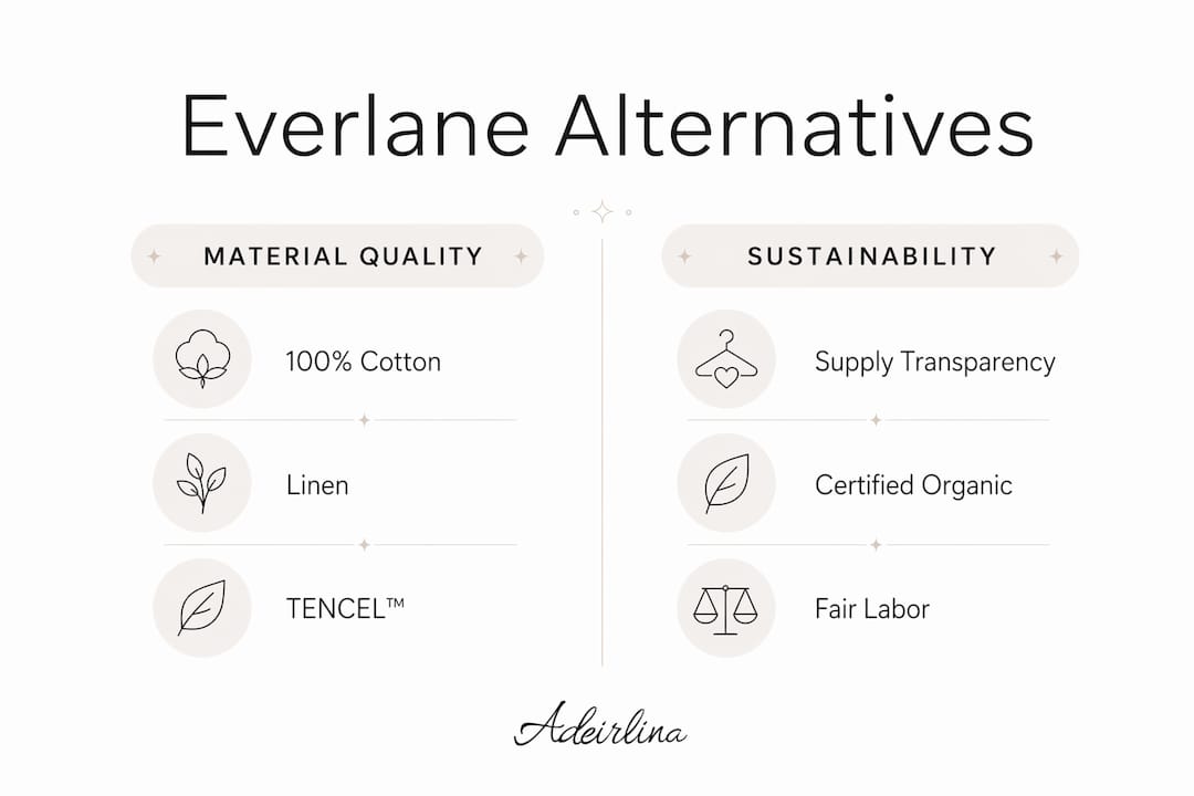 Infographic comparing material quality and sustainability of brands
