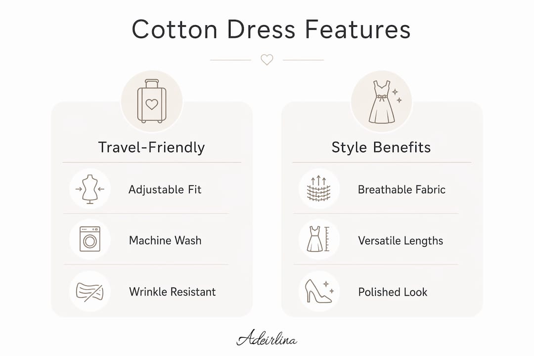 Infographic showing cotton dress travel and style features