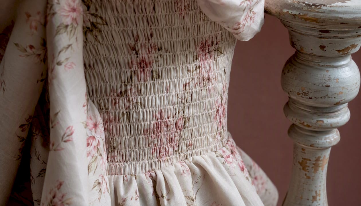 Smocked back detail on cotton summer dress