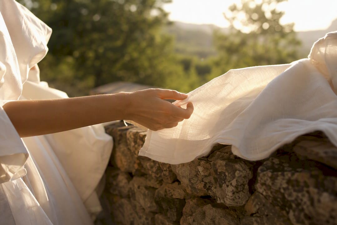 Close-up of airy cotton fabric in sunlight