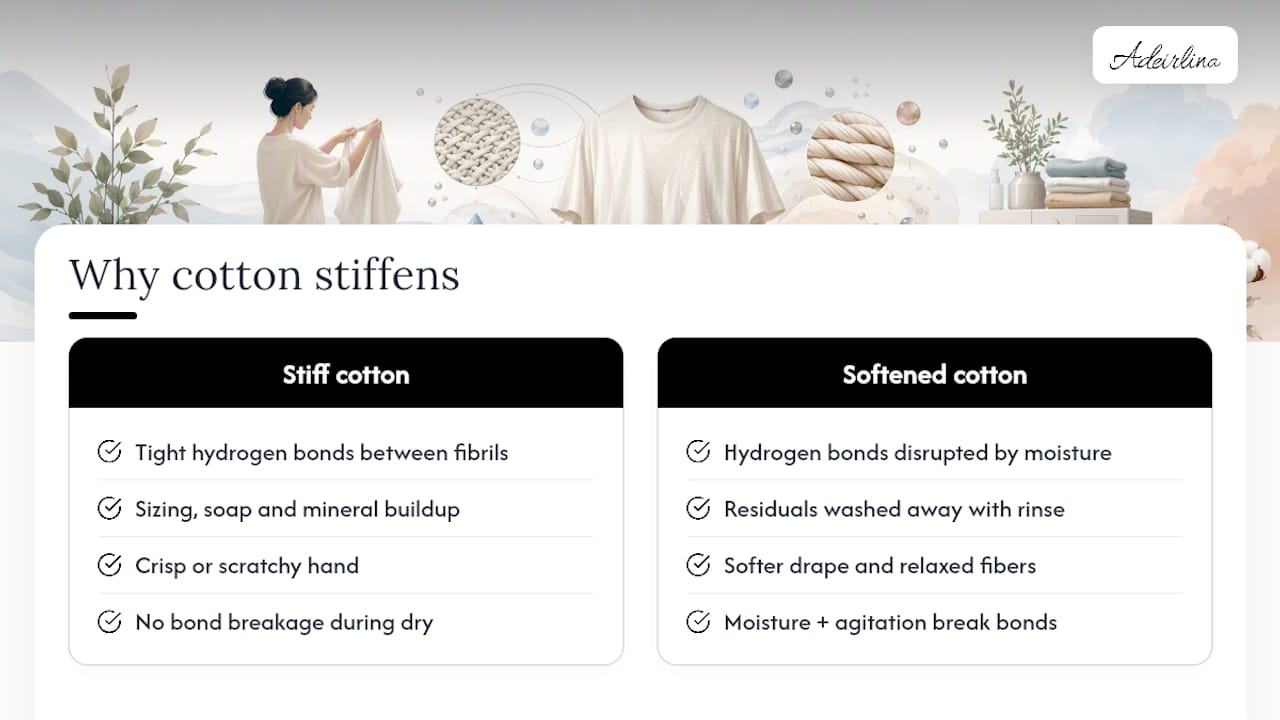 Diagram of hydrogen bonding effect on cotton fibers