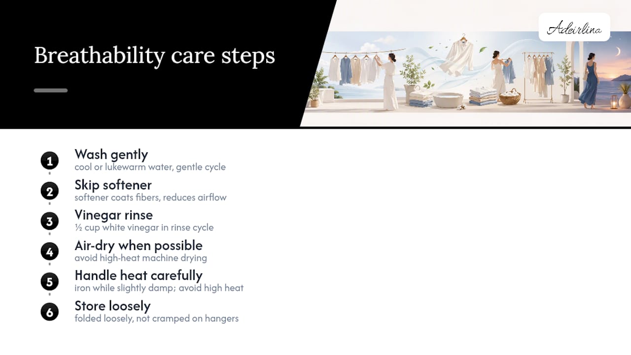 Cotton care sequence for preserving breathability