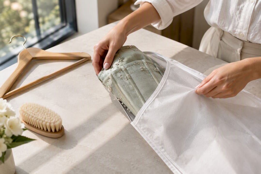 Structured embellished fabric prepared for cleaning