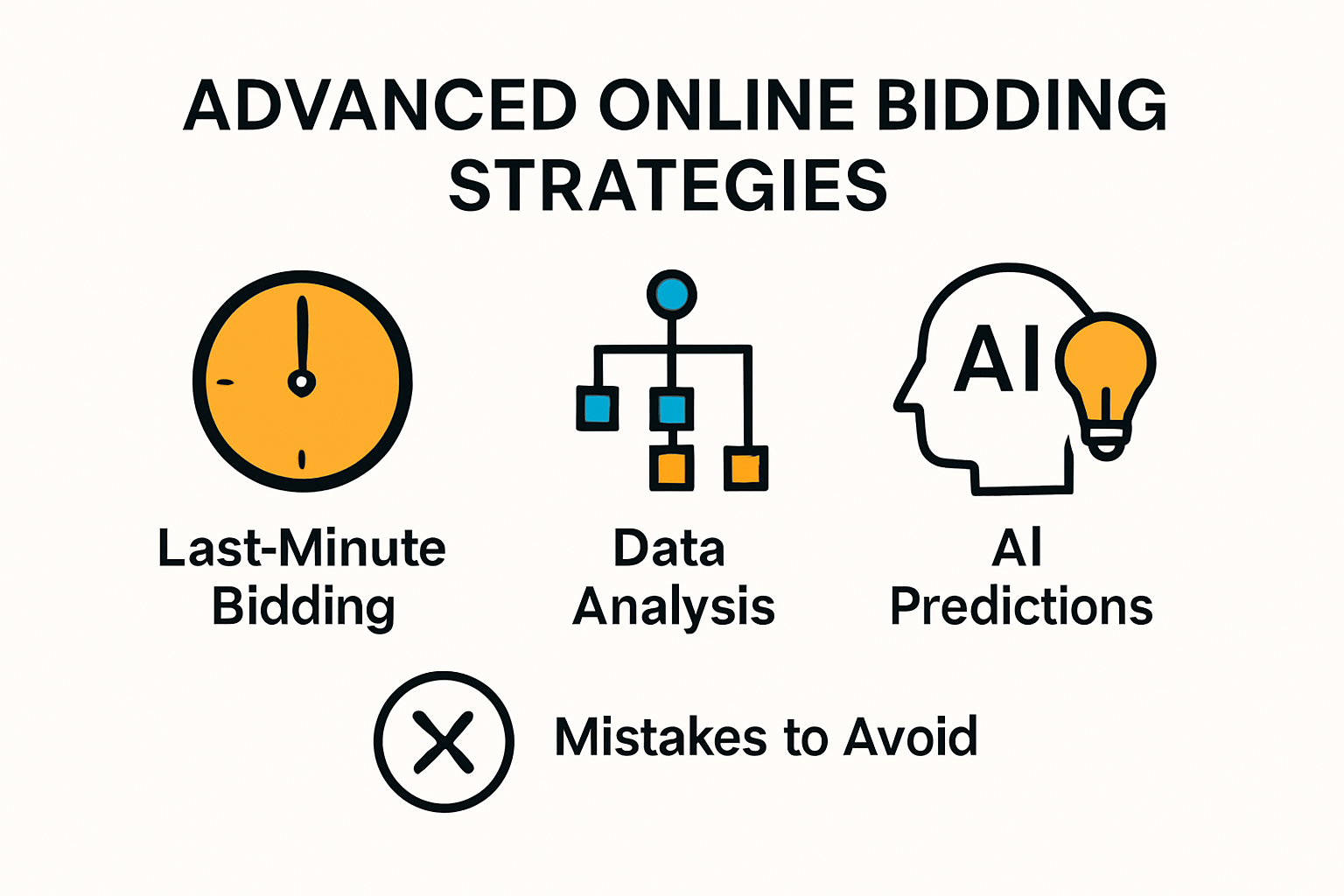 infographic of advanced online bidding strategies and mistakes