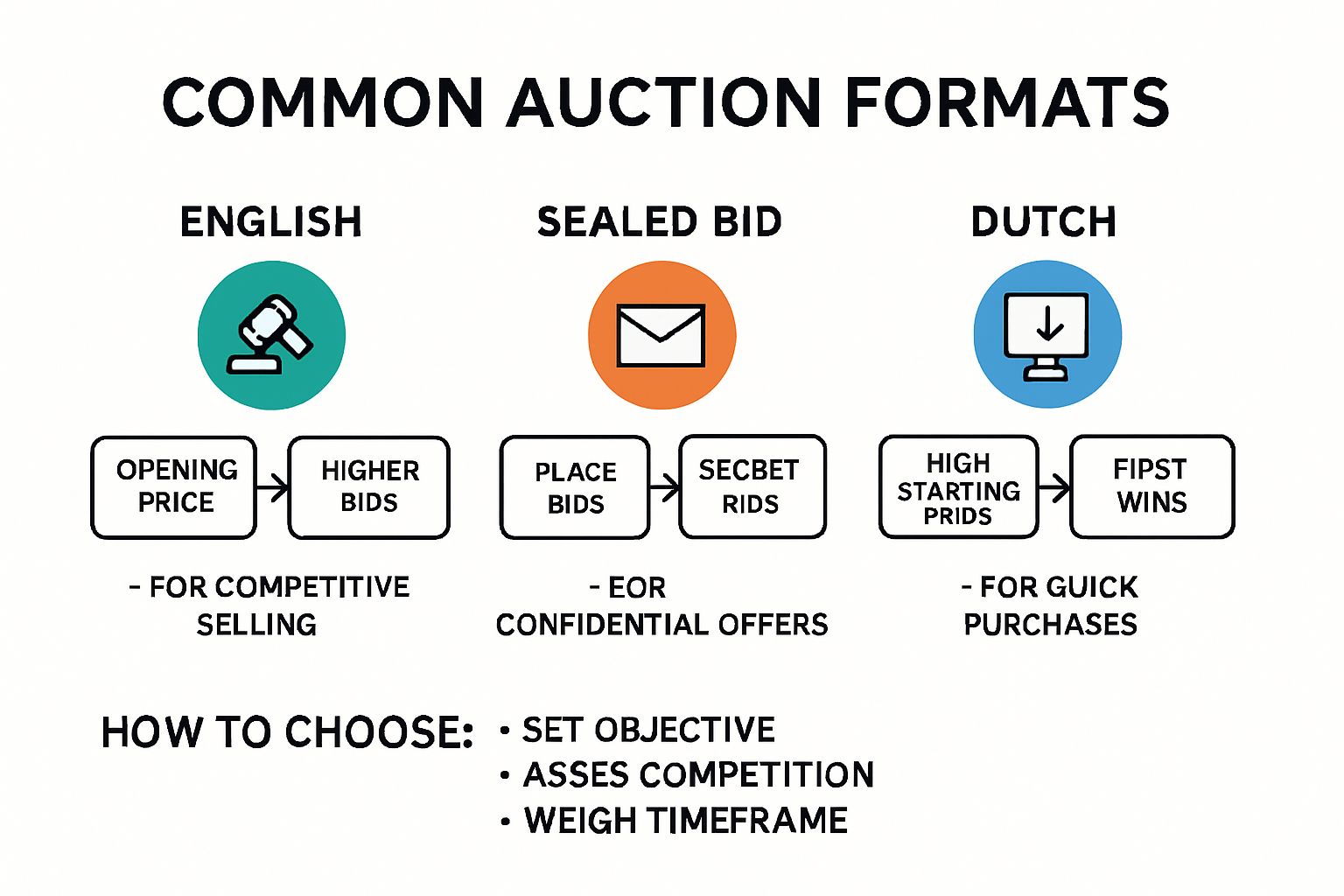 Comparison of auction formats and bidding flows