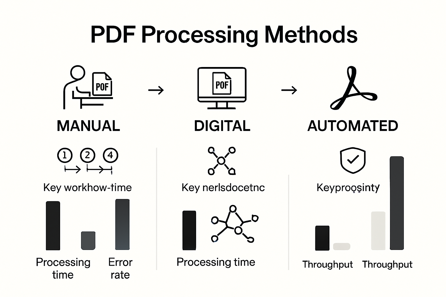 Infographic comparing manual and automated PDF workflows
