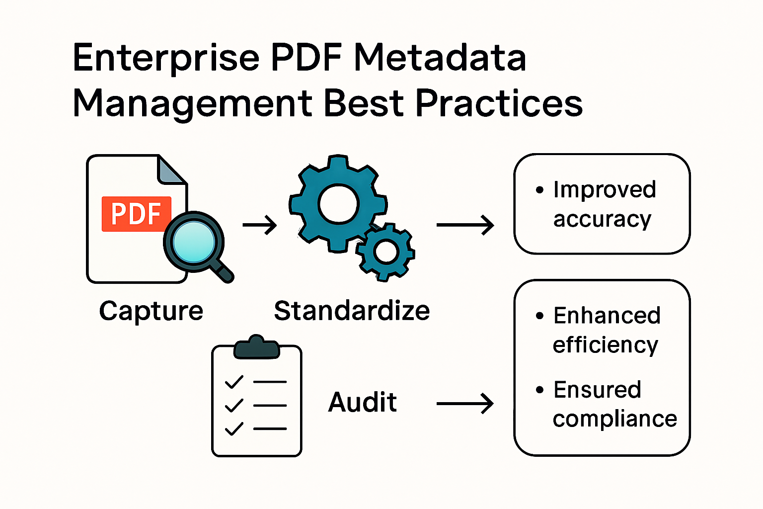 Infographic of enterprise PDF metadata workflow steps