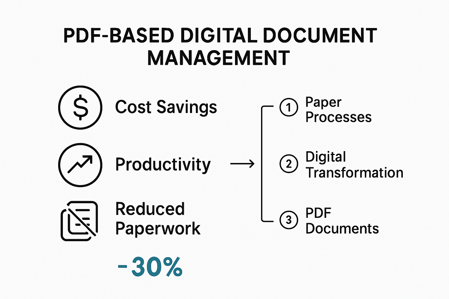 Infographic showing cost and productivity benefits of PDF document management
