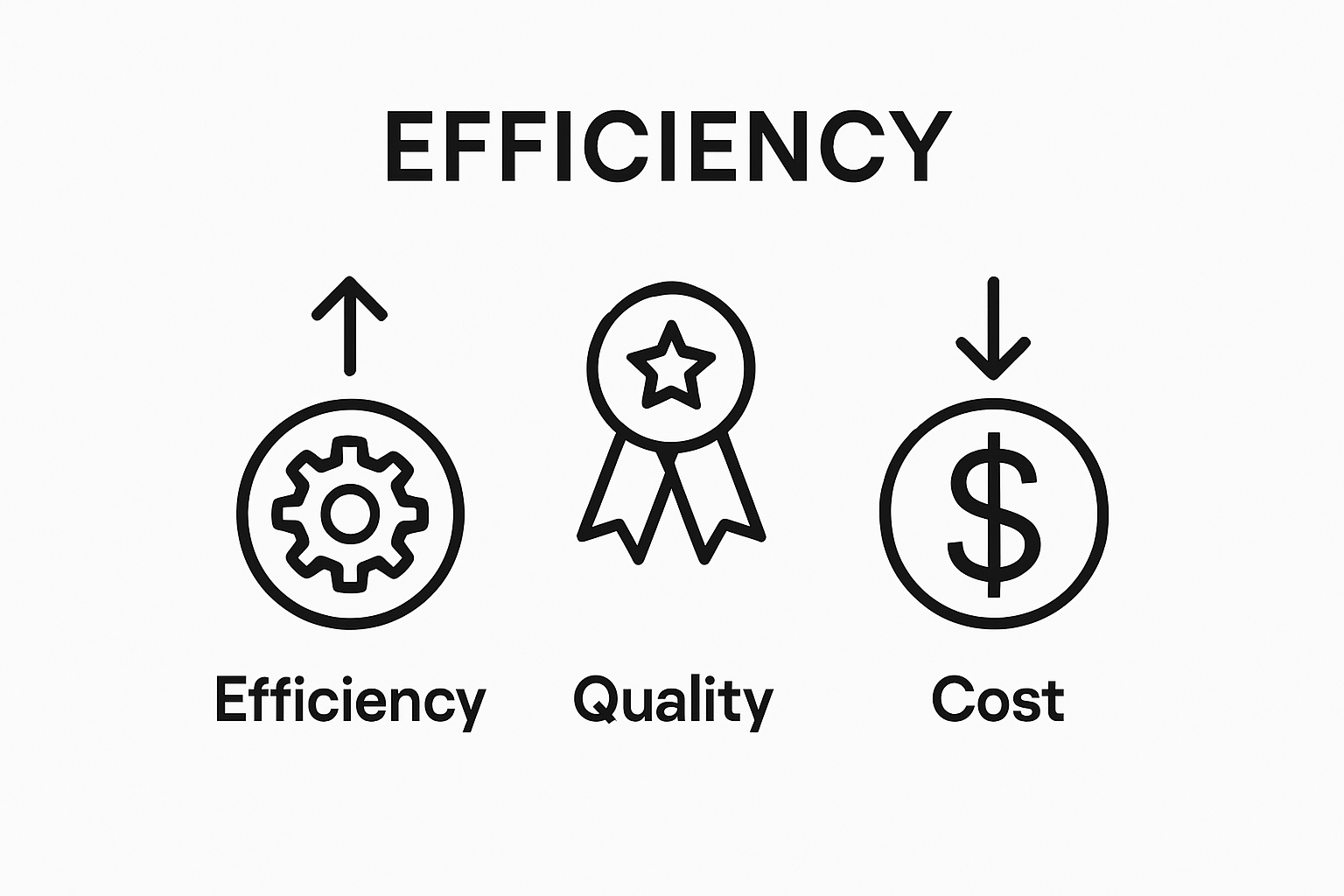 Infographic comparing efficiency, quality, and cost improvements