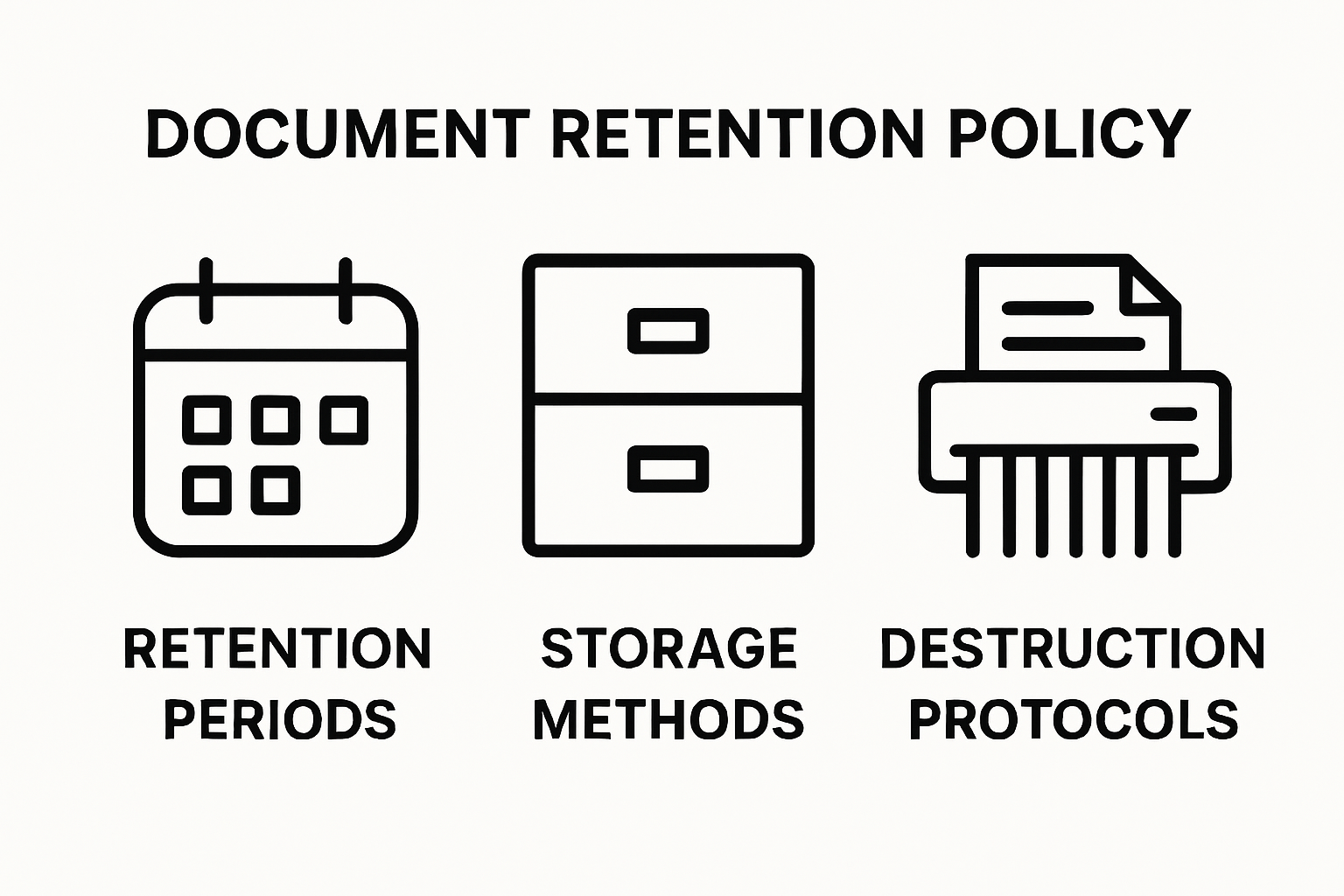 Infographic showing retention periods, storage, and destruction protocols