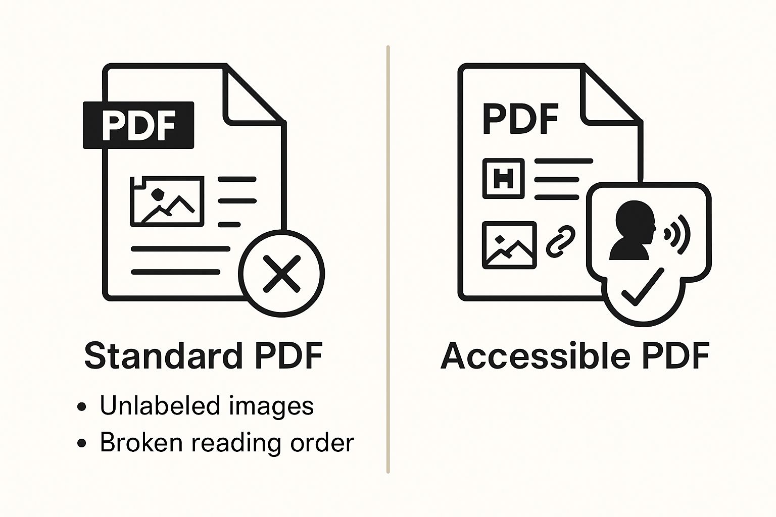 Standard PDF versus Accessible PDF side-by-side comparison