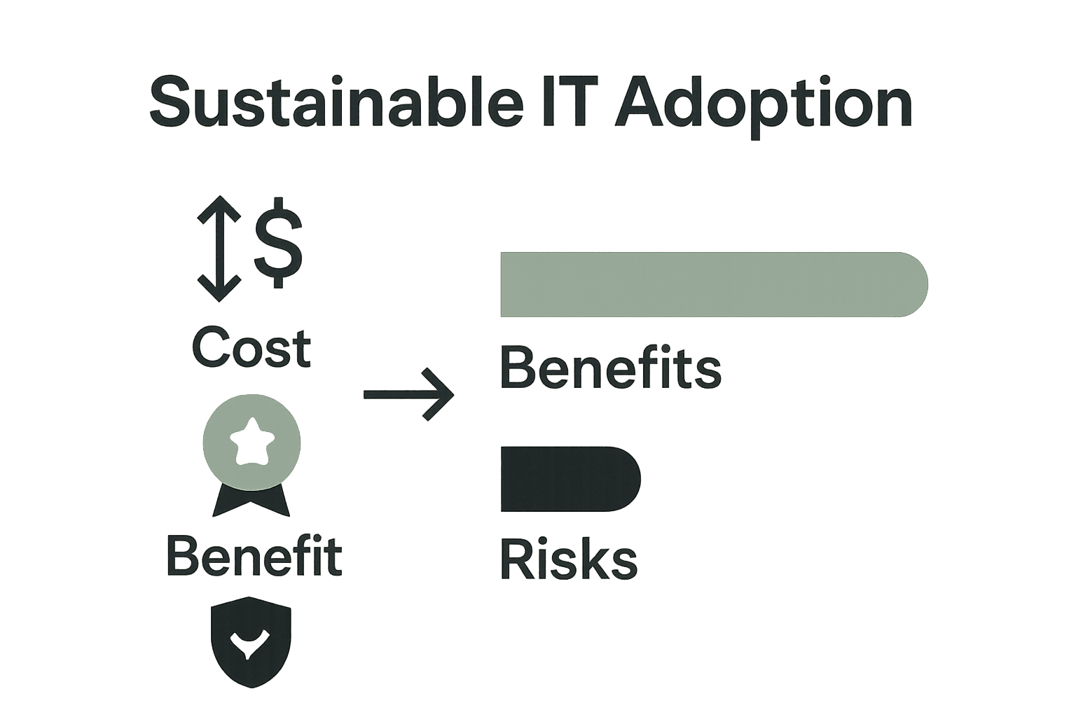 Infographic visualizing costs, savings, and benefits of sustainable IT