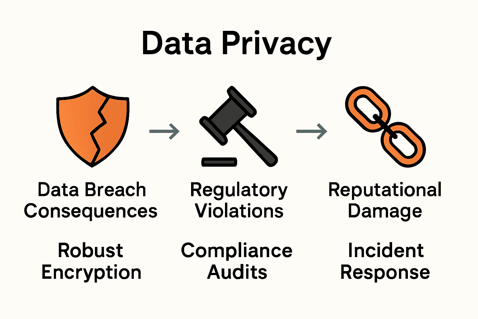 Infographic comparing top enterprise data privacy risks and mitigation strategies.