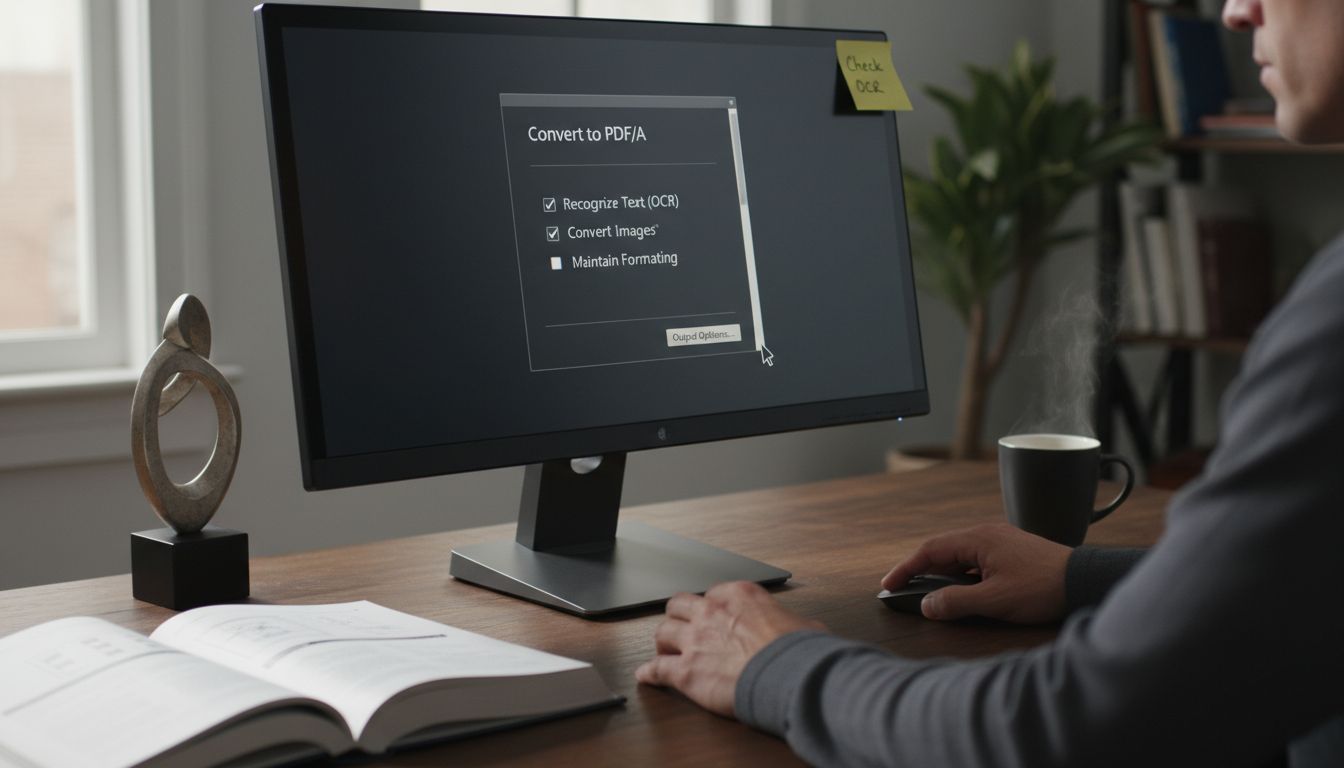 Computer screen with Acrobat conversion settings displayed