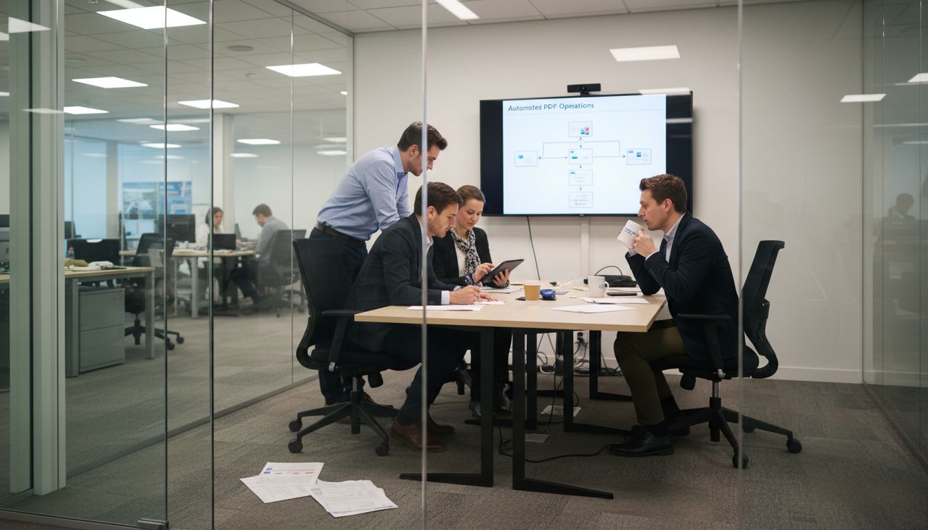 Team reviewing automated document operations
