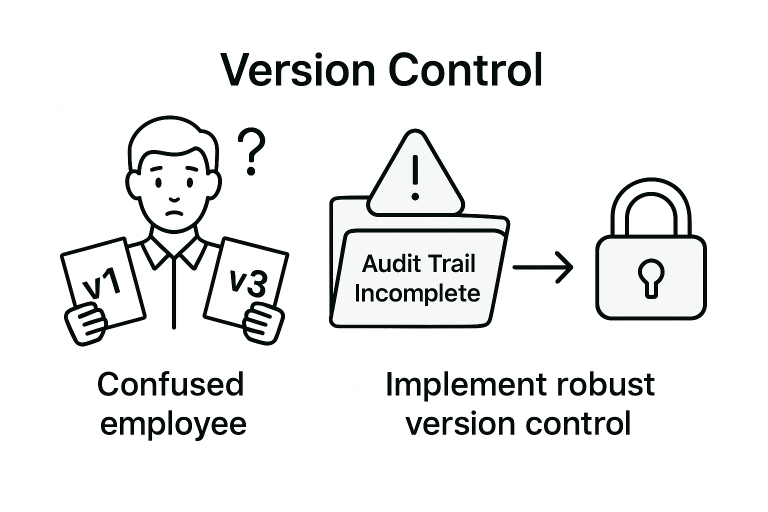 Infographic showing version control risks and solution