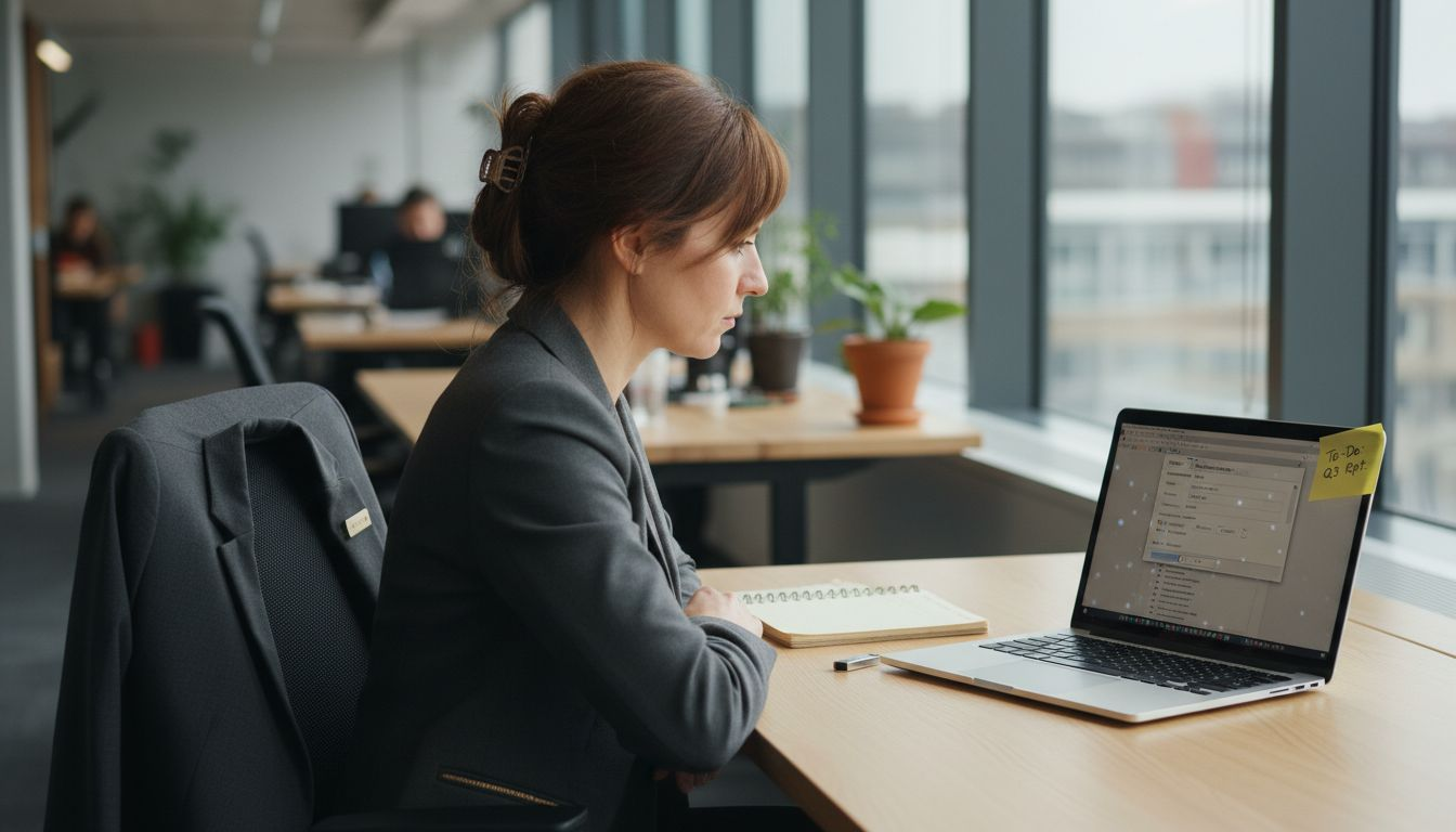 Office worker prepares PDF file