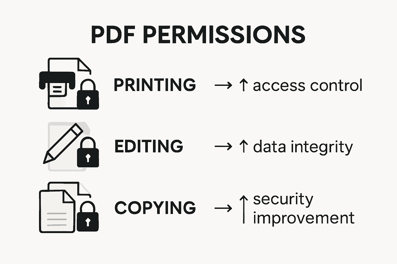 Infographic comparing PDF permission settings
