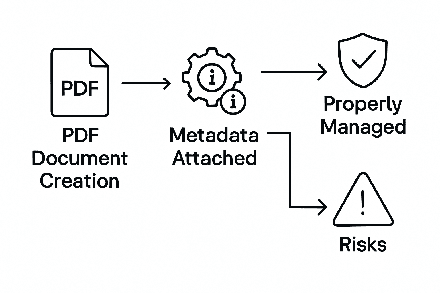 PDF metadata workflow and risk flowchart