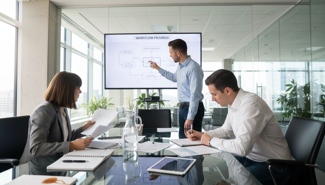 Team discussing PDF workflow solution