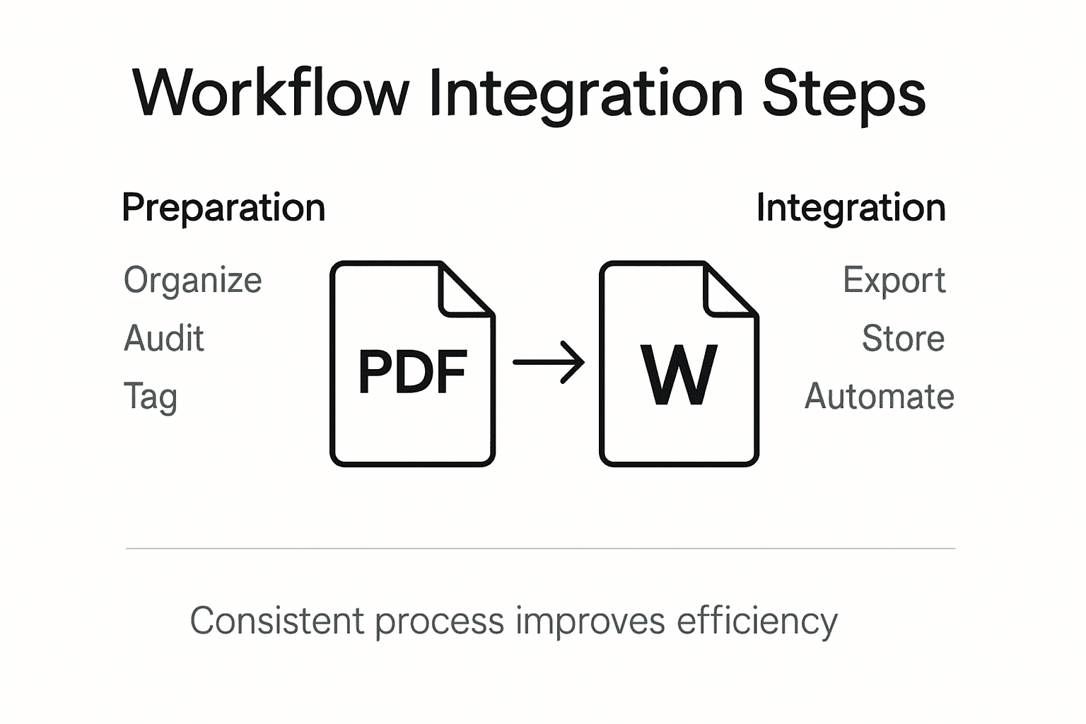 Infographic of PDF to Word workflow integration steps