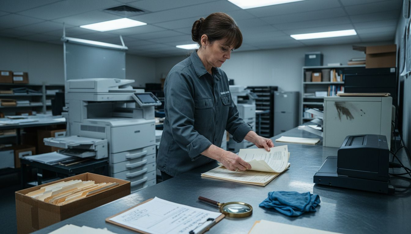 Employee preparing documents for OCR scanning