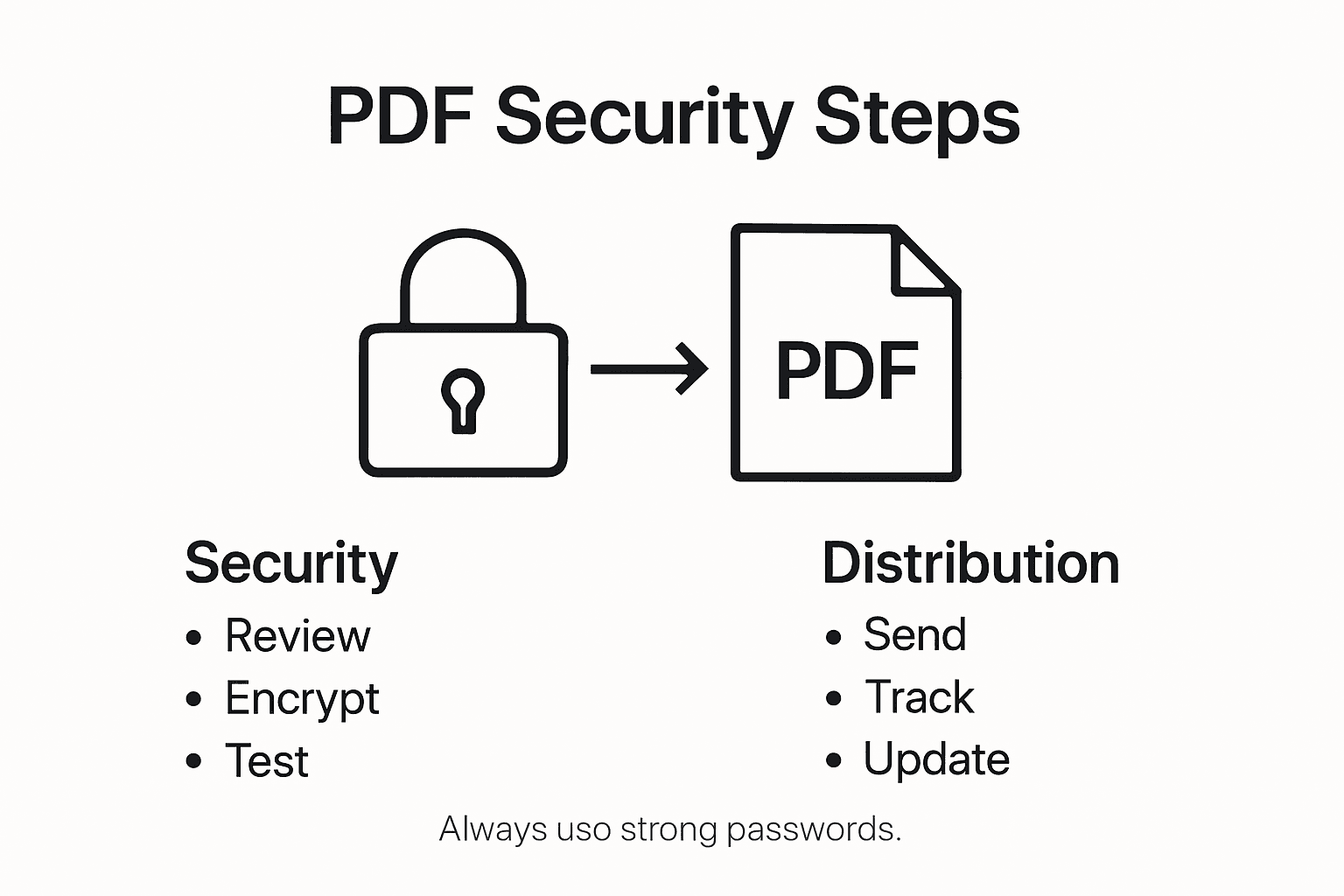 Infographic showing PDF password workflow and steps