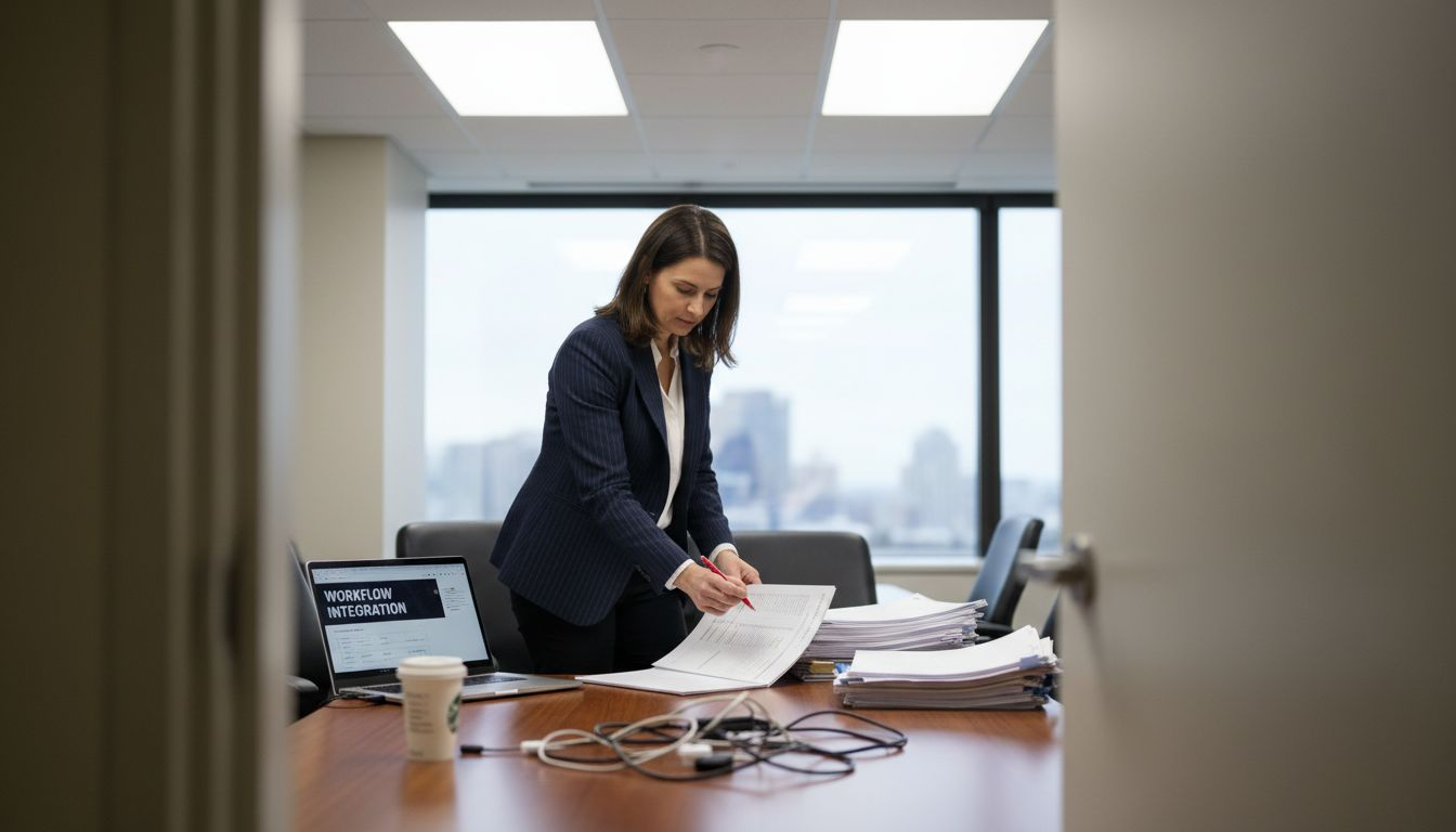 Compliance officer reviewing PDF workflow documents