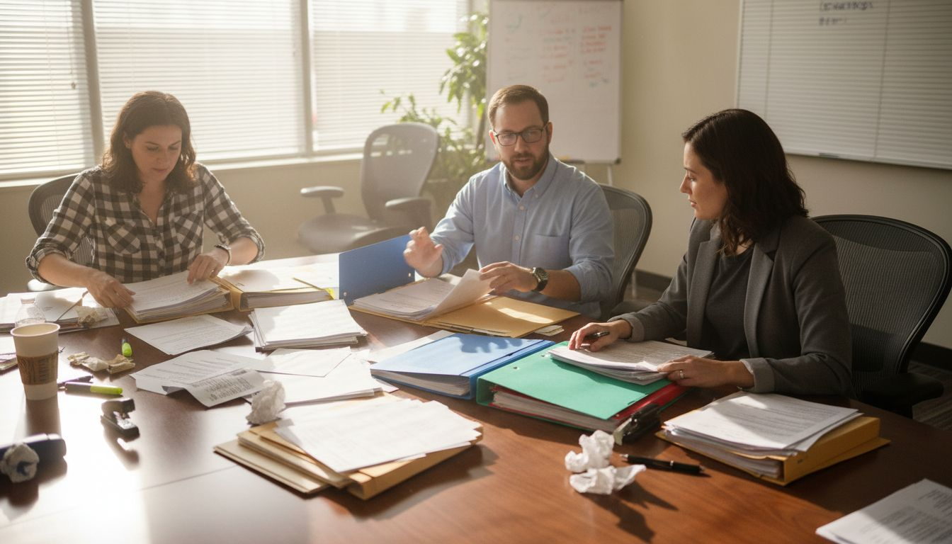 HR team sorting PDF files together
