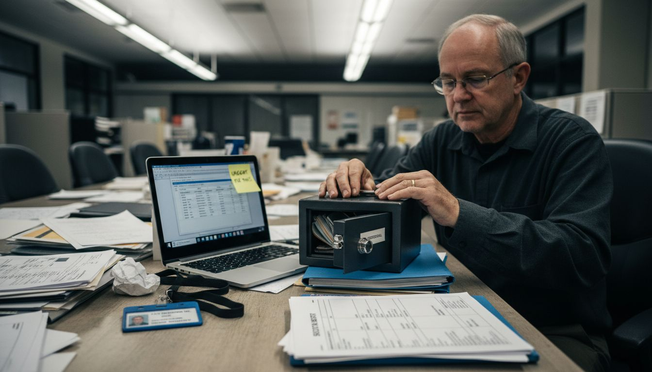 IT analyst demonstrating document security process