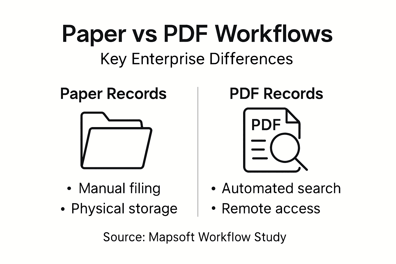 Infographic comparing PDF and paper workflows