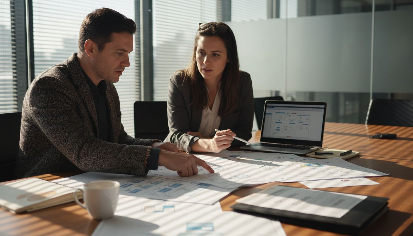 Architects discussing PDF workflow at table