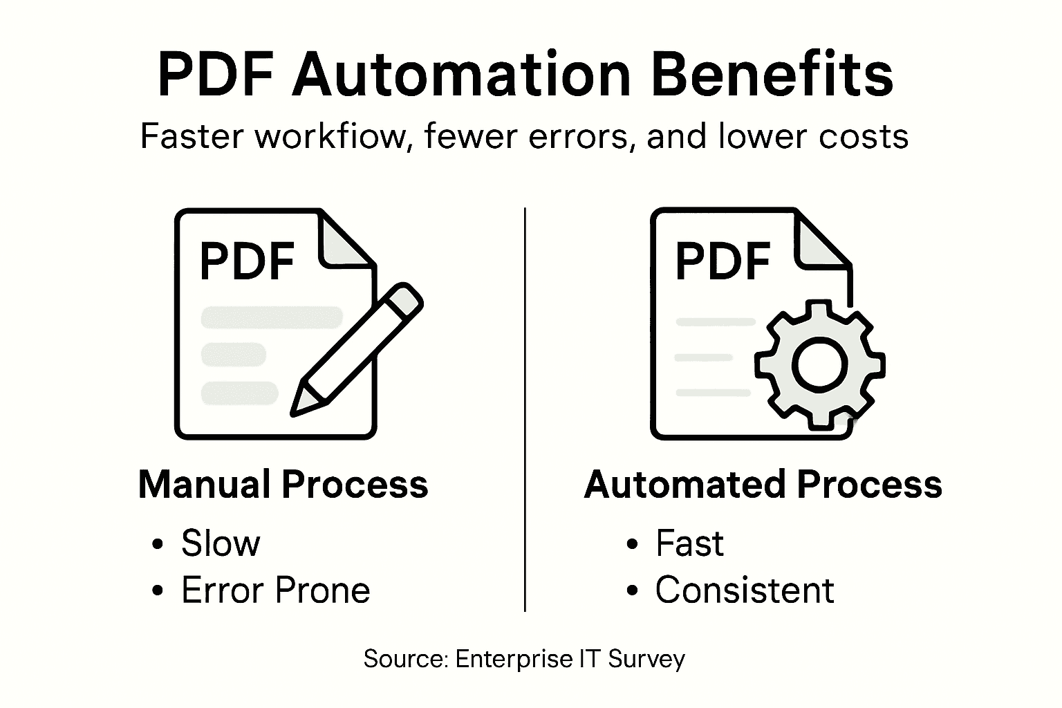 Infographic showing PDF automation workflow benefits