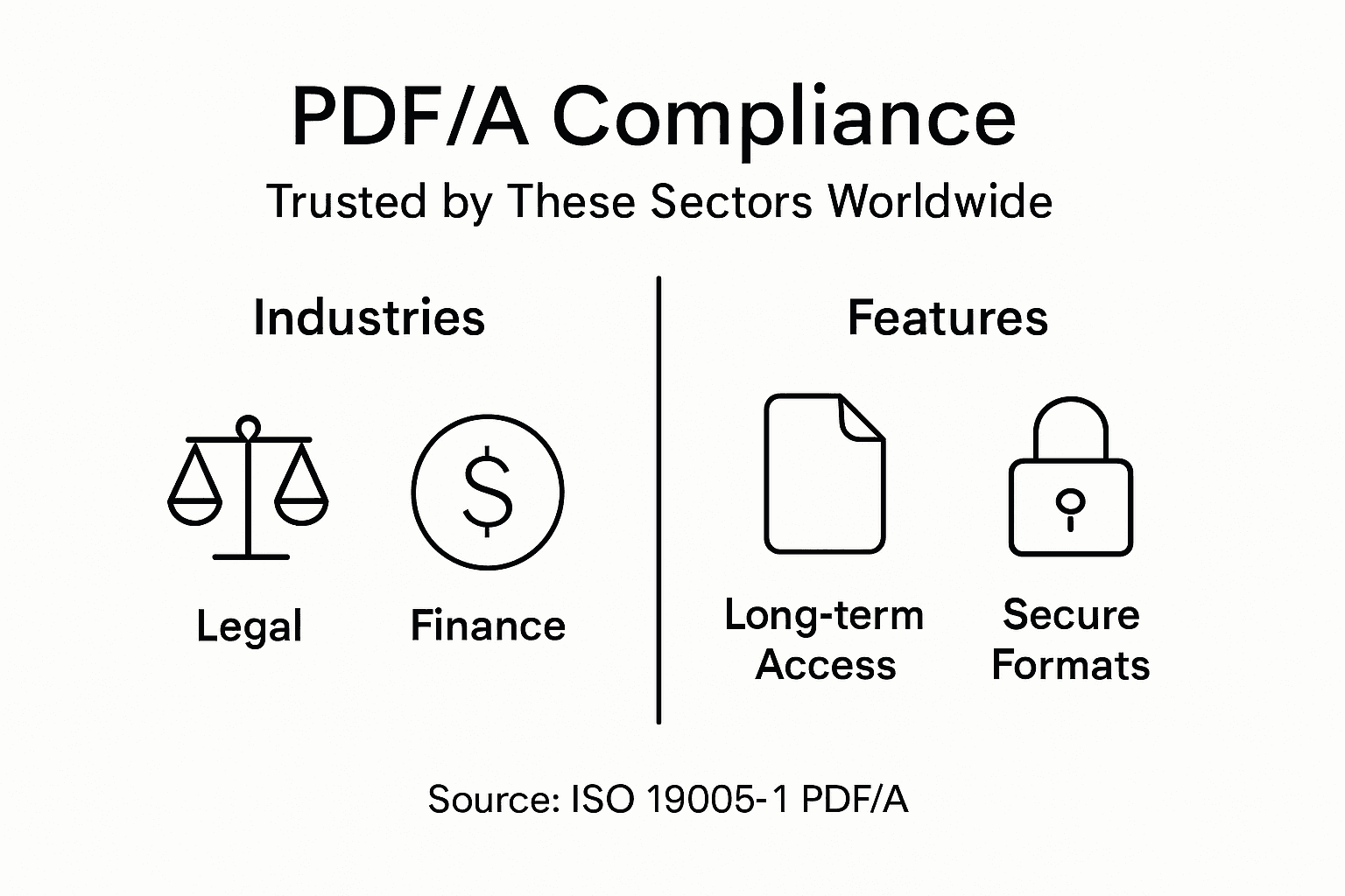 Infographic of PDF/A compliance and key industries