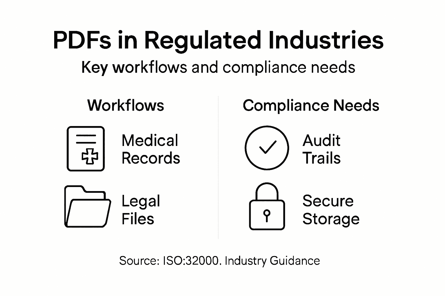 Infographic showing PDF uses and compliance needs