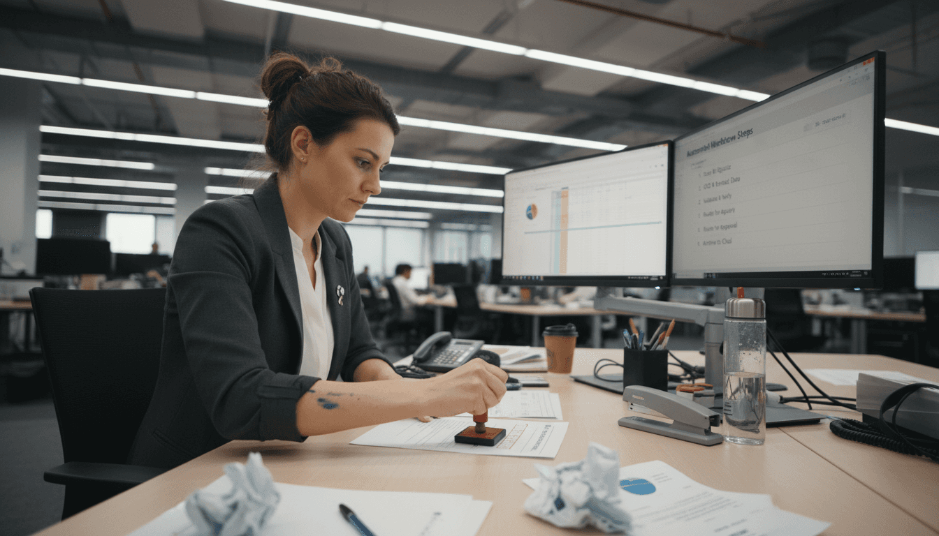 Office worker in automated document workflow