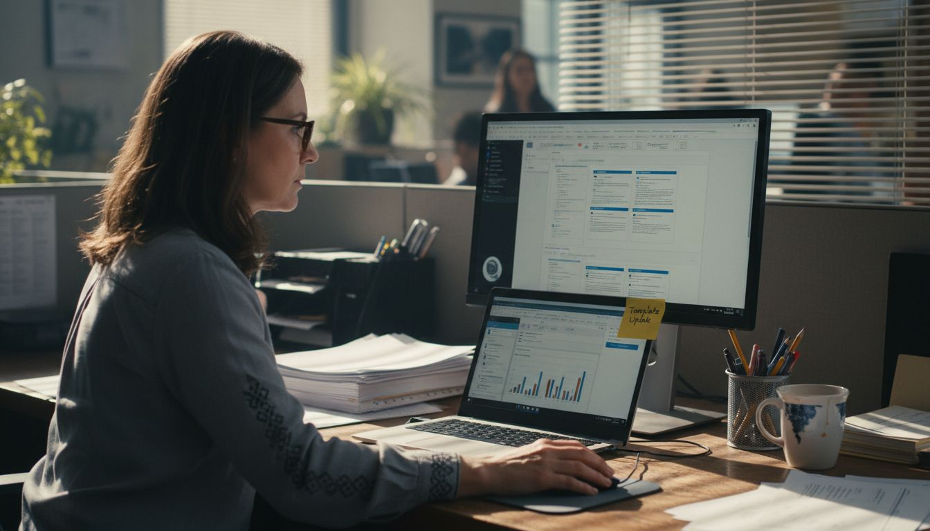 Analyst assembling automated PDF document